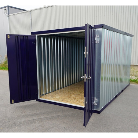 Conteneur Bleu Acier 5 X 2 À Double Porte Sur Le Petit Côté