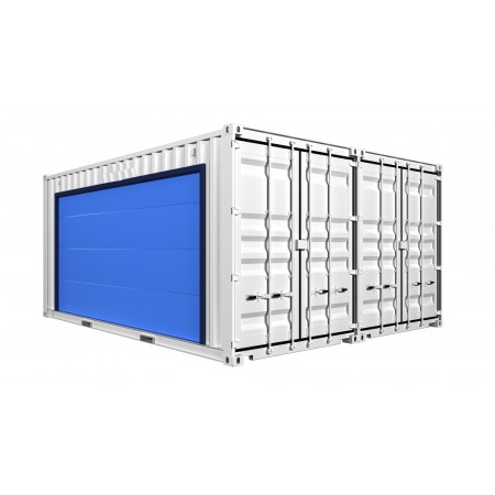 Garage préfabriqué en containers maritimes 28 m² avec porte sectionnelle extra large